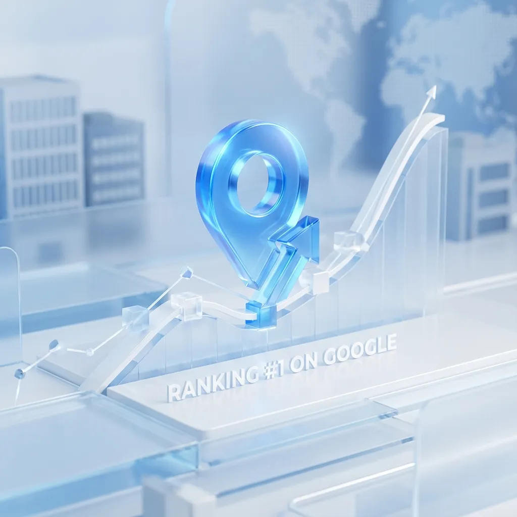 Local SEO growth graph and map pin