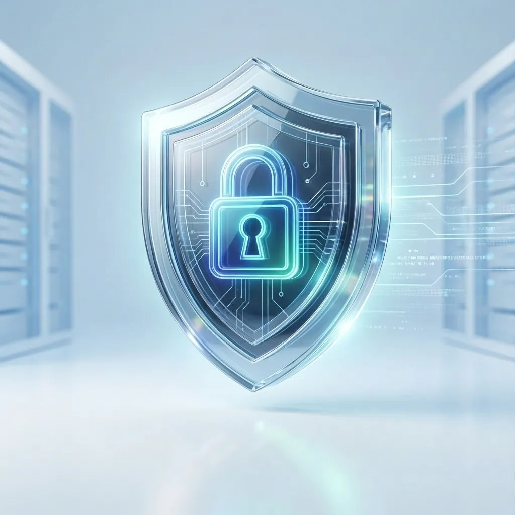 Website security and maintenance shield illustration