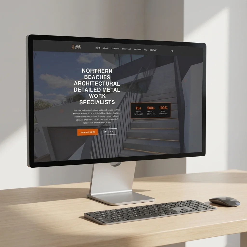 A&E Metal Craft Website Design displayed on Desktop Monitor